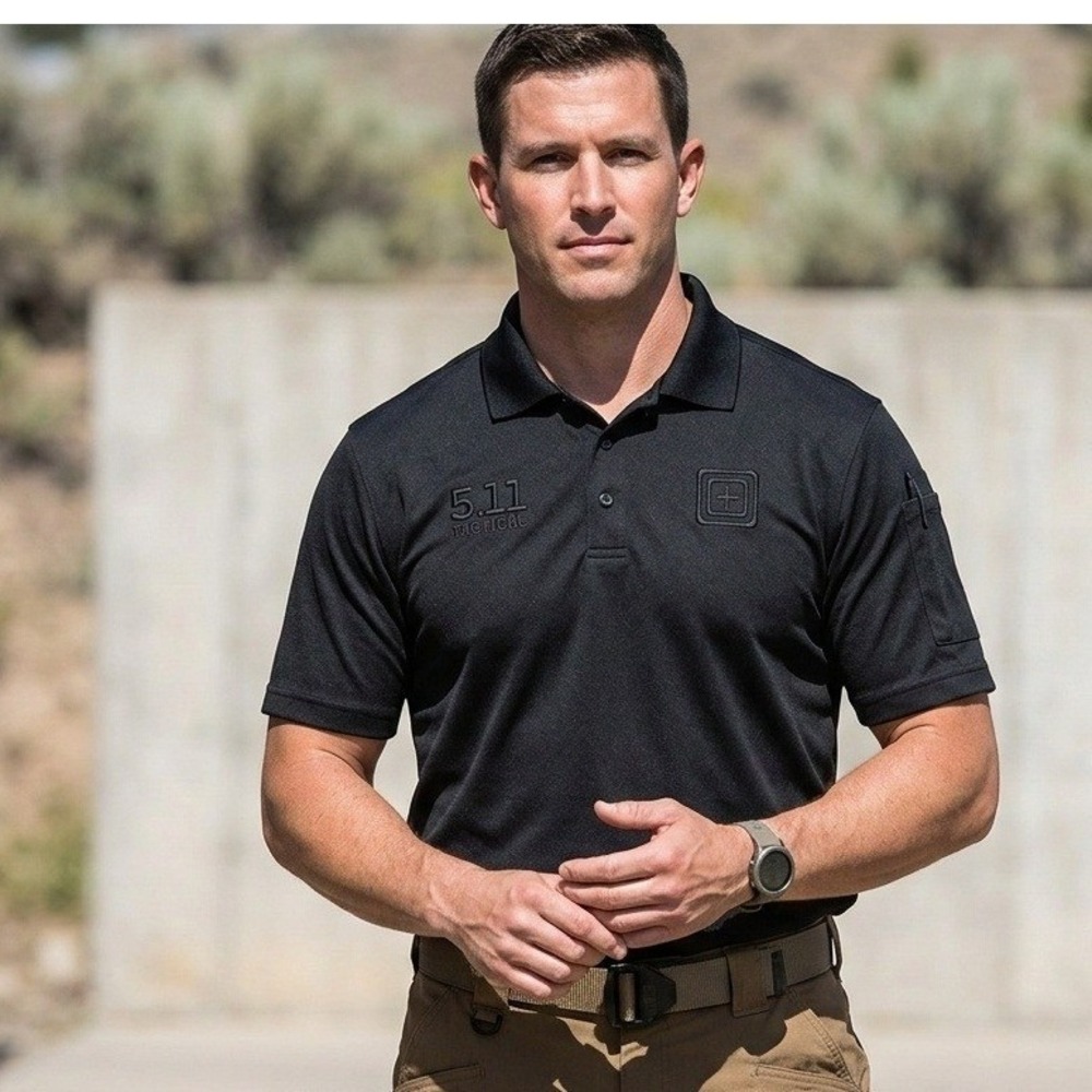 5.11 Tactical Mens Short‎ Sleeve Polo Shirt Black XL Pocketed Professional Duty